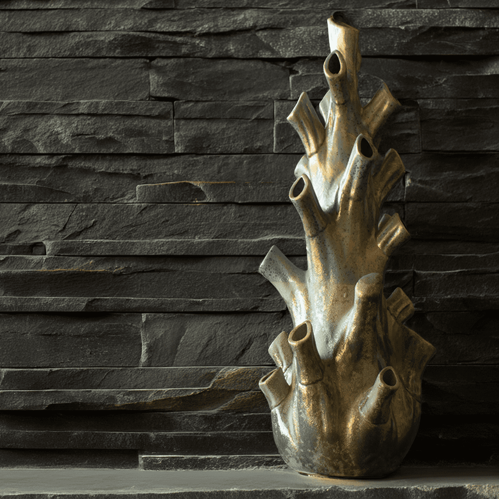 KORALI - Vase in grün/gold