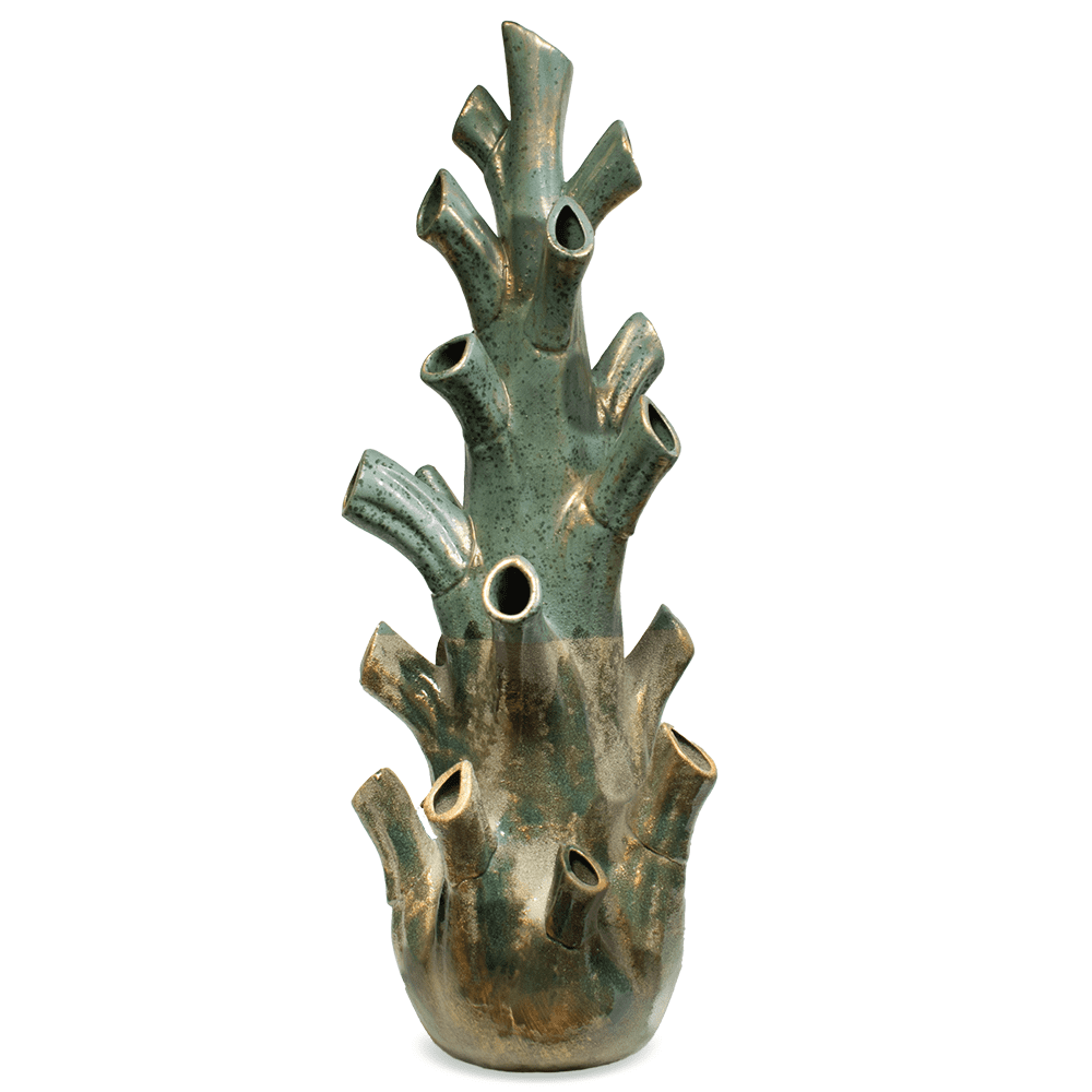 KORALI - Vase in grün/gold